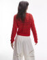 Topshop knitted mix stitch cardigan in bright red Красный, M - EU 40-42 - фото #2