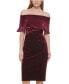 Фото #7 товара Women's Off-The-Shoulder Velvet Sheath Dress