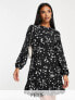 Фото #1 товара Nobody's Child Petite Serena mini tea dress in black heart print