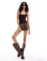 COLLUSION festival halter top with buckle detail in chocolate