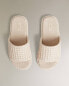 Waffle-knit platform slippers