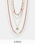 ASOS DESIGN 5 pack bead and cord necklace set in multi