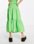 COLLUSION shirred midi skirt co ord in green