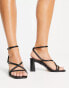 River Island Wide Fit tubular strap heeled sandal in black