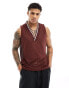 ASOS DESIGN relaxed tank vest with V neck in brown crochet