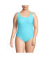Фото #1 товара Plus Size Chlorine Resistant Texture High Leg Soft Cup Tugless One Piece Swimsuit