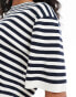 Mango oversized stripe knitted t-shirt in white