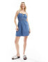 ASOS DESIGN soft denim strappy cami mini dress in blue Голубой, 32 - фото #2