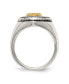 ფოტო #3 პროდუქტის Stainless Steel 14k Gold Accent Antiqued Cross on Shield Ring