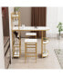 Modern Bar Table Set with Shelves, Glass & Wine Rack, 2 Stools