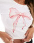 Kaiia bow motif baby tee in white