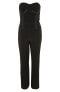 Topshop 163789 Women's Contrast Stitch Strapless Black Jumpsuit Size 8