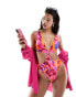 Фото #2 товара South Beach cut out marble print swimsuit in bright pink abstract print