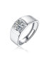 Father's day special: Sterling Silver White Gold Plated with 1ct Round Lab Created Moissanite Flush Set Solitaire Engagement Men Women Anniversary Adjustable Ring
