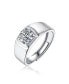 ფოტო #1 პროდუქტის Father's day special: Sterling Silver White Gold Plated with 1ct Round Lab Created Moissanite Flush Set Solitaire Engagement Men Women Anniversary Adjustable Ring