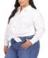 Фото #3 товара Plus Size Tie-Waist Cotton Button-Up Shirt