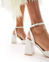 Фото #4 товара Be Mine Bridal Geneva bow block heeled shoes in ivory