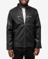 ფოტო #7 პროდუქტის Men's Grainy Polyurethane Leather Moto Jacket