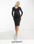 Фото #2 товара Vero Moda Maternity nursing midi dress with long sleeves in black