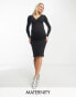 Vero Moda Maternity nursing midi dress with long sleeves in black