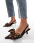 ASOS DESIGN Secret bow slingback kitten heeled shoes in leopard