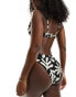 New Look high waist printed bikini bottoms in black