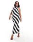 Фото #1 товара ASOS DESIGN Curve high neck cowl midi dress in bold mono stripe