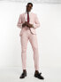 ASOS DESIGN super skinny suit jacket in linen mix in puppytooth check in pink