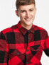 Only & Sons buffalo check overshirt in black and red