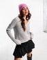 JDY lightweight v neck jumper in grey