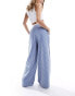 Фото #4 товара ASOS DESIGN waistband detail wide leg trouser in stripe