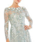 Фото #2 товара Women's Floral Embroidered Illusion Long Sleeve Gown