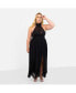 ფოტო #2 პროდუქტის Plus Size Elise Chiffon Halter Maxi A Line Dress W. Slit