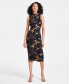 ფოტო #1 პროდუქტის Women's Camo-Print Mock-Neck Sleeveless Mesh Midi Dress, Created for Macy's
