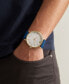 ფოტო #4 პროდუქტის Men's Phylipa Blue Leather Strap Watch 43mm