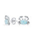 ფოტო #1 პროდუქტის Small Gemstone White Tropical Vacation Nautical Created Opal Beach Sand Crab Stud Earrings For Women .925 Sterling Silver October Birthstone