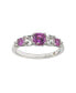 Фото #2 товара Pink Sapphire & Lab-Grown White Sapphire 7 Stone Multi Level Band Ring in Sterling Silver by Suzy Levian