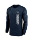 Men's Navy Dallas Cowboys 2024 Sideline Velocity Performance Long Sleeve T-Shirt