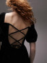 Фото #3 товара Topshop shirred midi dress in black