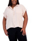 Фото #1 товара Plus Size Button-Down Rolled-Cuff Pocket-Front Top