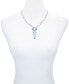 ფოტო #3 პროდუქტის Imitation Light Sapphire Epoxy Pendant Silver-Tone Thick Snake Chain Necklace