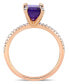 ფოტო #3 პროდუქტის Amethyst (1-1/2 ct.t.w.) and Diamond (1/10 ct.t.w.) Ring in 10k Rose Gold