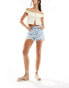 Фото #3 товара Stradivarius ripped denim short in bleach wash