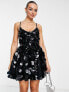 ASOS DESIGN embellished mini corset prom with oversized disc sequin in black