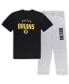 ფოტო #3 პროდუქტის Men's Boston Bruins Black, Heather Gray Big and Tall T-shirt and Pants Lounge Set