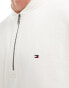 Tommy Hilfiger bold global stripe half zip sweatshirt in ancient white