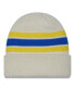 Men's Cream Los Angeles Rams Team Stripe Cuffed Knit Hat