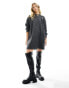 Фото #1 товара ASOS DESIGN knitted cable mini jumper dress in charcoal