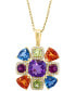 ფოტო #3 პროდუქტის EFFY® Multi-Gemstone (7-1/10 ct. t.w.) & Diamond (1/4 ct. t.w.) Cluster Halo 18" Pendant Necklace in 14k Gold