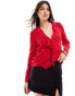 Фото #1 товара Mango ruffle front blouse in red